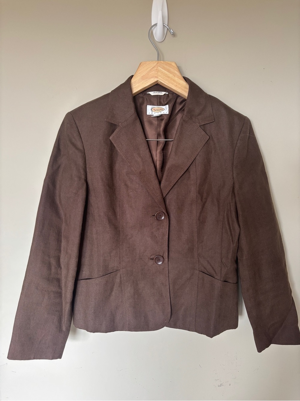 Vintage Talbots Brown Two-Button Linen Women's Blazer